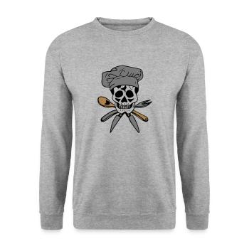 Totenkopf Koch - Unisex Pullover - Weißgrau meliert - Vorne - Alina (178cm) & Michal (187cm)