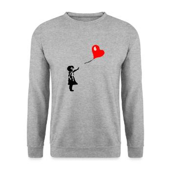 Ballon Kind - Unisex Pullover - Weißgrau meliert - Vorne - Alina (178cm) & Michal (187cm)