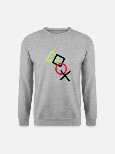 X viereck dreieck symbole controller game kreis lo - Unisex Pullover - Weißgrau meliert