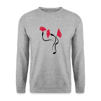 poppies_flowers - Unisex Pullover - Weißgrau meliert - Vorne - Alina (178cm) & Michal (187cm)