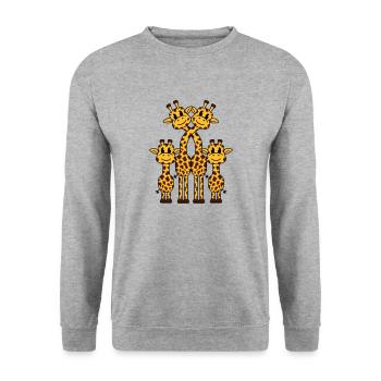 Cute giraffe family 2 children mom dad giraffe - Unisex Sweatshirt - salt & pepper - Front - Alina (178cm) & Michal (187cm)
