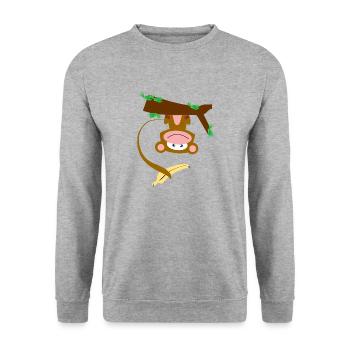Singe Banane Drôle - Sweat-shirt Unisexe - gris chiné - Devant - Alina (178cm) & Michal (187cm)