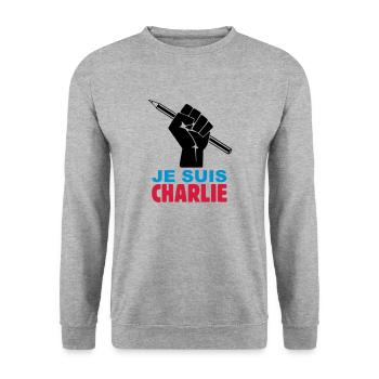 je suis charlie - Sweat-shirt Unisexe - gris chiné - Devant - Alina (178cm) & Michal (187cm)