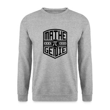 Mathe-Genie (Wappen) - Unisex Pullover - Weißgrau meliert - Vorne - Alina (178cm) & Michal (187cm)