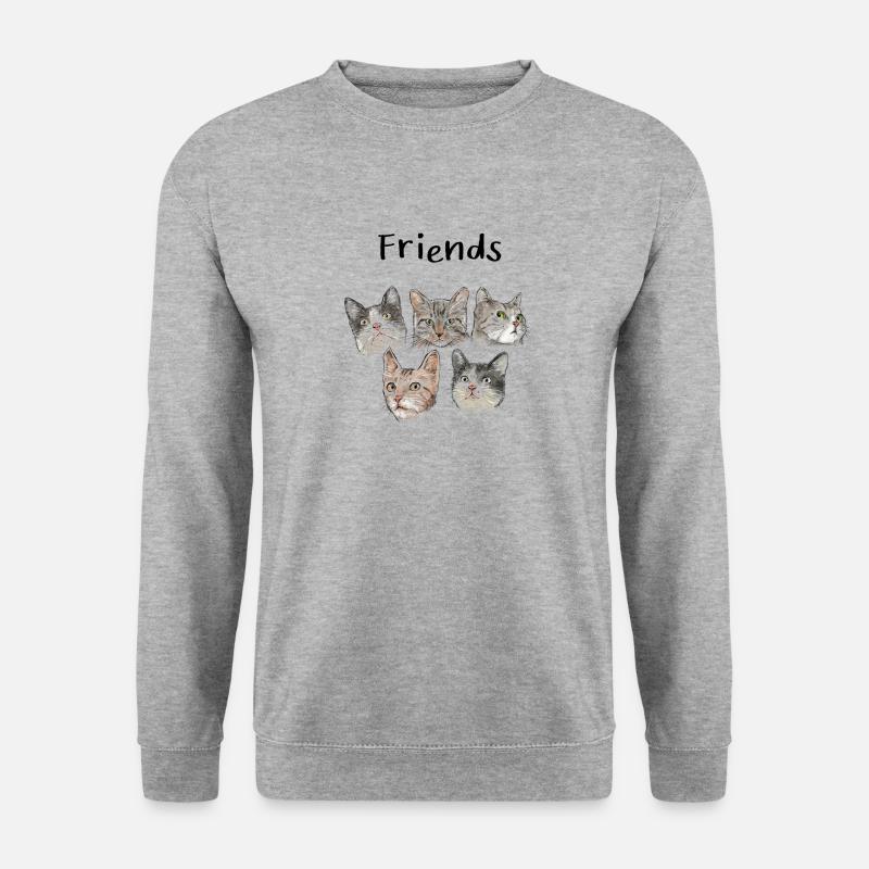 Freunde Katze - Unisex Pullover - Weißgrau meliert