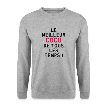 Cocu / Cocue / Adultère / Fidèle / Mariage / Sexe - Sweat-shirt Unisexe - gris chiné - Devant - Alina (178cm) & Michal (187cm)