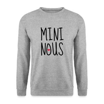 Mini Nous - Naissance - Bébé - Papa - Maman - Sweat-shirt Unisexe - gris chiné - Devant - Alina (178cm) & Michal (187cm)