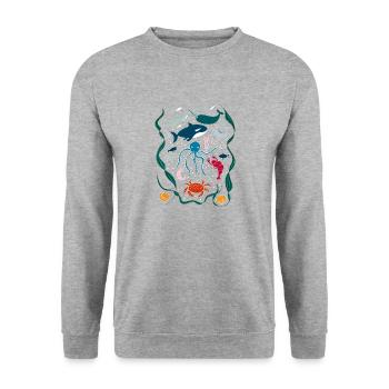 Underwater World I Fish and Sea Animals - Unisex Sweatshirt - salt & pepper - Front - Alina (178cm) & Michal (187cm)