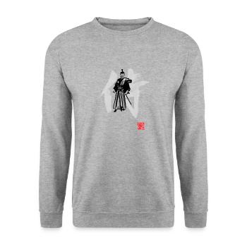 Samurai - Unisex Pullover - Weißgrau meliert - Vorne - Alina (178cm) & Michal (187cm)