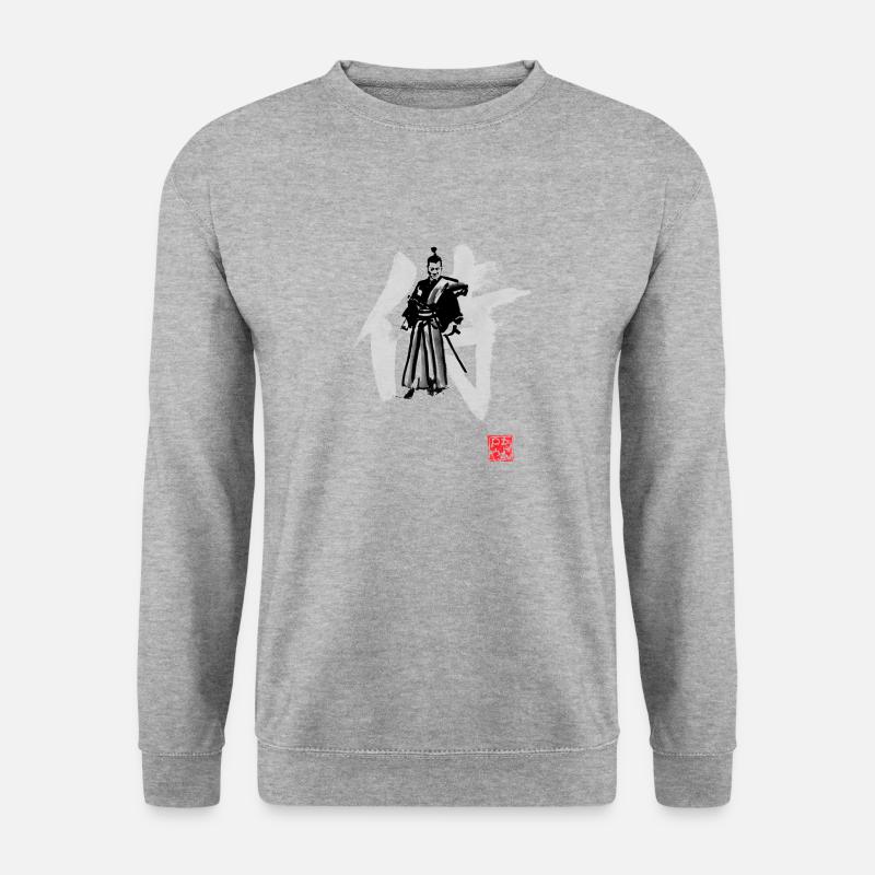 Samurai - Unisex Pullover - Weißgrau meliert