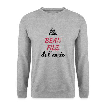 Stepson Schwiegersohn Beau Fils Baby Bébé Birth - Unisex Sweatshirt - salt & pepper - Front - Alina (178cm) & Michal (187cm)