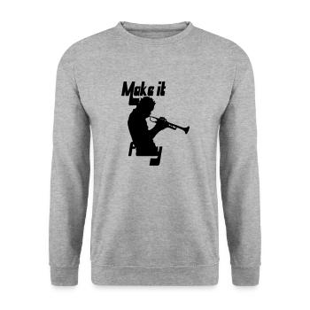 Trompettiste Funk - Sweat-shirt Unisexe - gris chiné - Devant - Alina (178cm) & Michal (187cm)