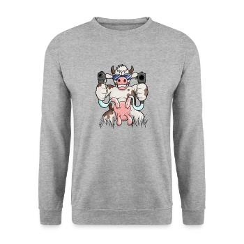 farmer - Unisex Sweatshirt - salt & pepper - Front - Alina (178cm) & Michal (187cm)