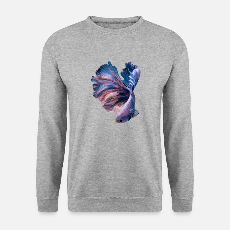 Betta Fish , aqarium hobby - Unisex Pullover - Weißgrau meliert