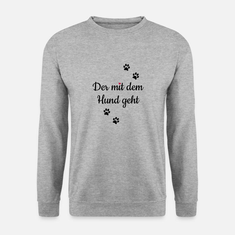 Hund Er Gassi Spruch lustig witzig Haustier Idee - Unisex Pullover - Weißgrau meliert