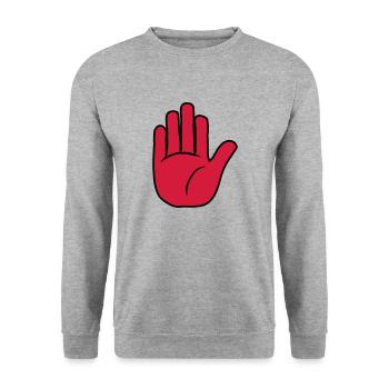 Stop Hand Sign - Unisex Sweatshirt - salt & pepper - Front - Alina (178cm) & Michal (187cm)