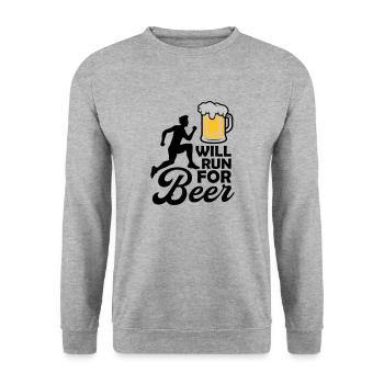 Will run Beer - Unisex Sweatshirt - salt & pepper - Front - Alina (178cm) & Michal (187cm)