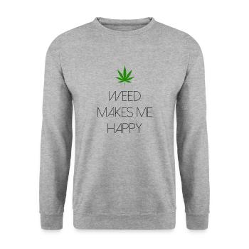 weed macht mich glücklich Cannabis Marihuana - Unisex Pullover - Weißgrau meliert - Vorne - Alina (178cm) & Michal (187cm)