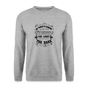 Mutter ist ein Licht, wenn man nur die Dunkelheit sieht - Unisex Pullover - Weißgrau meliert - Vorne - Alina (178cm) & Michal (187cm)