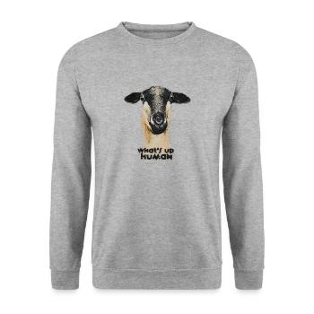 What´s up, Human - Unisex Pullover - Weißgrau meliert - Vorne - Alina (178cm) & Michal (187cm)