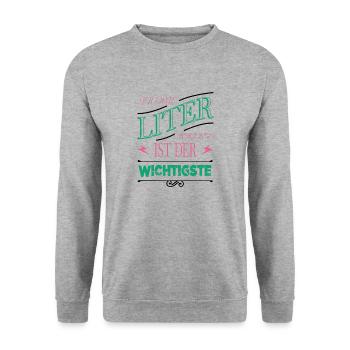 müde witzig kaffeebecher geek becher geschenk - Unisex Pullover - Weißgrau meliert - Vorne - Alina (178cm) & Michal (187cm)