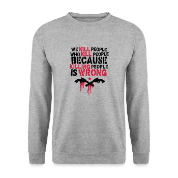 Anti War Slogan - Ukraine Russia Peace - Unisex Sweatshirt - salt & pepper - Front - Alina (178cm) & Michal (187cm)