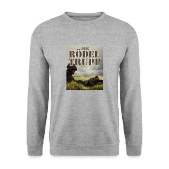 Bundeswehr Sprüche Design Rödeltrupp - Unisex Pullover - Weißgrau meliert - Vorne - Alina (178cm) & Michal (187cm)
