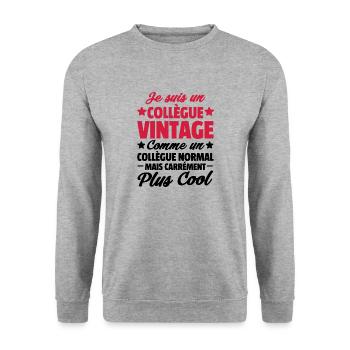 je suis un collègue vintage / cadeau collègue - Sweat-shirt Unisexe - gris chiné - Devant - Alina (178cm) & Michal (187cm)