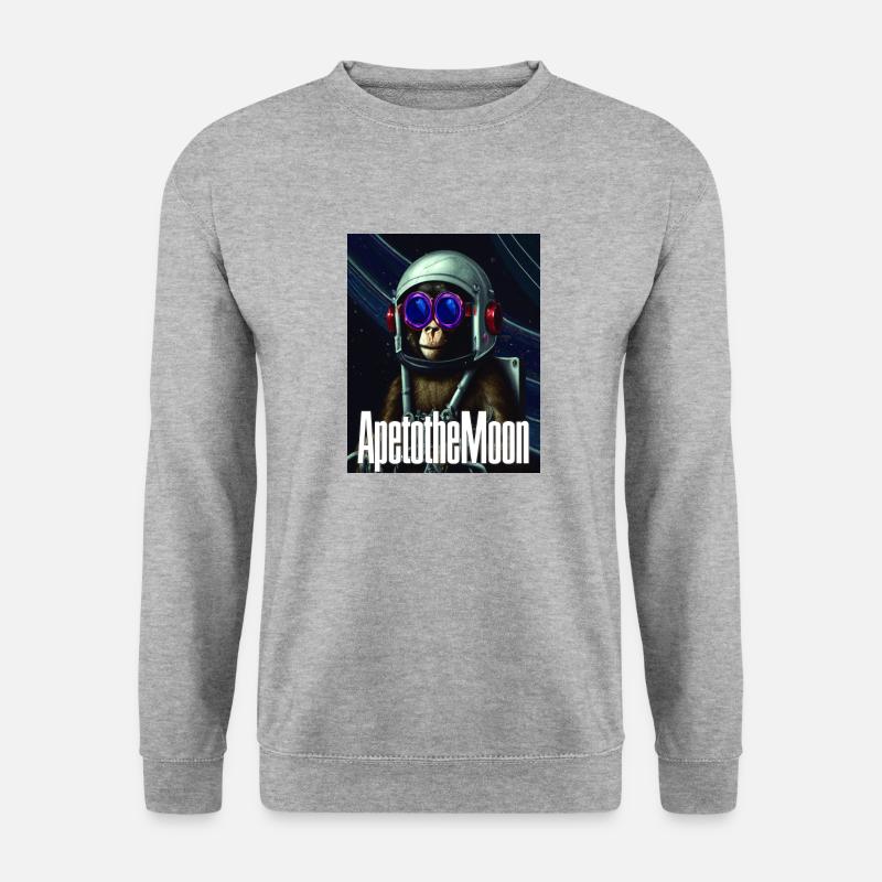 Ape to the Moon - Unisex Pullover - Weißgrau meliert