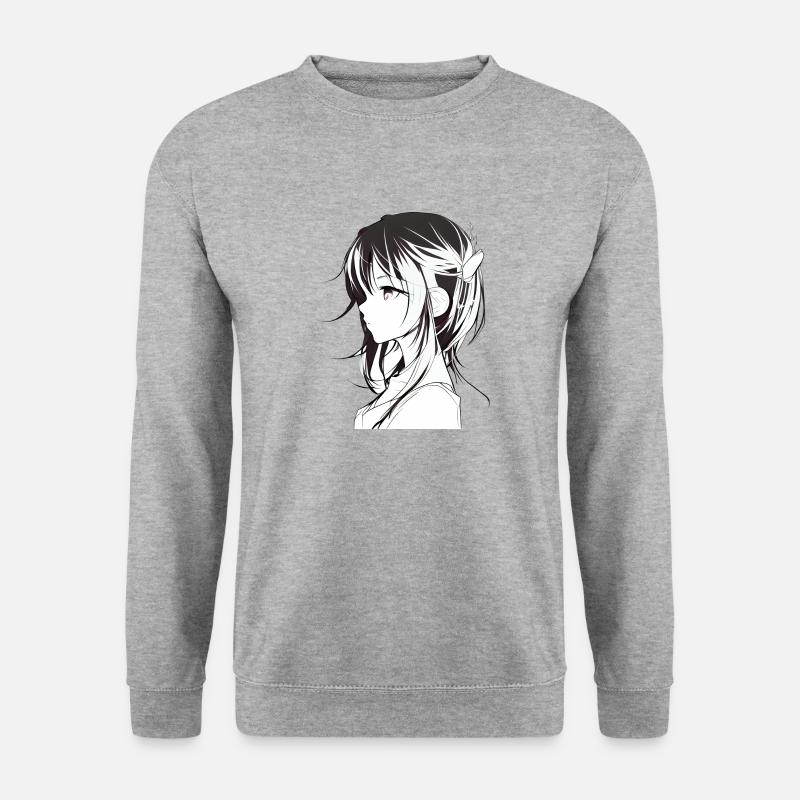 Anime-Mädchen - Unisex Pullover - Weißgrau meliert