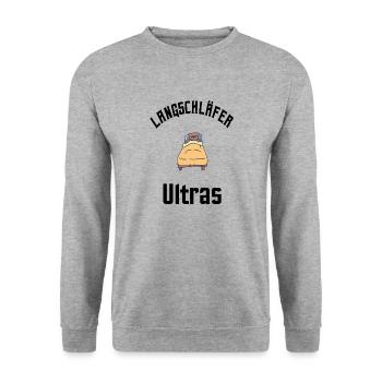 Langschläfer Ultras - Unisex Pullover - Weißgrau meliert - Vorne - Alina (178cm) & Michal (187cm)