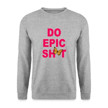Lustige Sprüche - DO EPIC SHIT - Unisex Pullover - Weißgrau meliert - Vorne - Alina (178cm) & Michal (187cm)