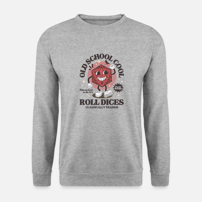 Dungeons - Old school roll dragons dices retro D20 - Unisex Sweatshirt - salt & pepper