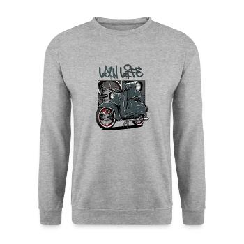 Hirondelle (gris / LowLife) // Illustration - Sweat-shirt Unisexe - gris chiné - Devant - Alina (178cm) & Michal (187cm)