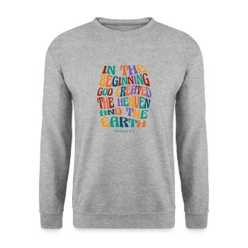 Gottes Schöpfung Erde Bibel Glaube Christentum - Unisex Pullover - Weißgrau meliert - Vorne - Alina (178cm) & Michal (187cm)