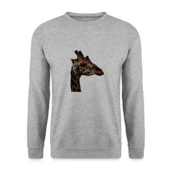 Porträt einer Giraffe - Unisex Pullover - Weißgrau meliert - Vorne - Alina (178cm) & Michal (187cm)