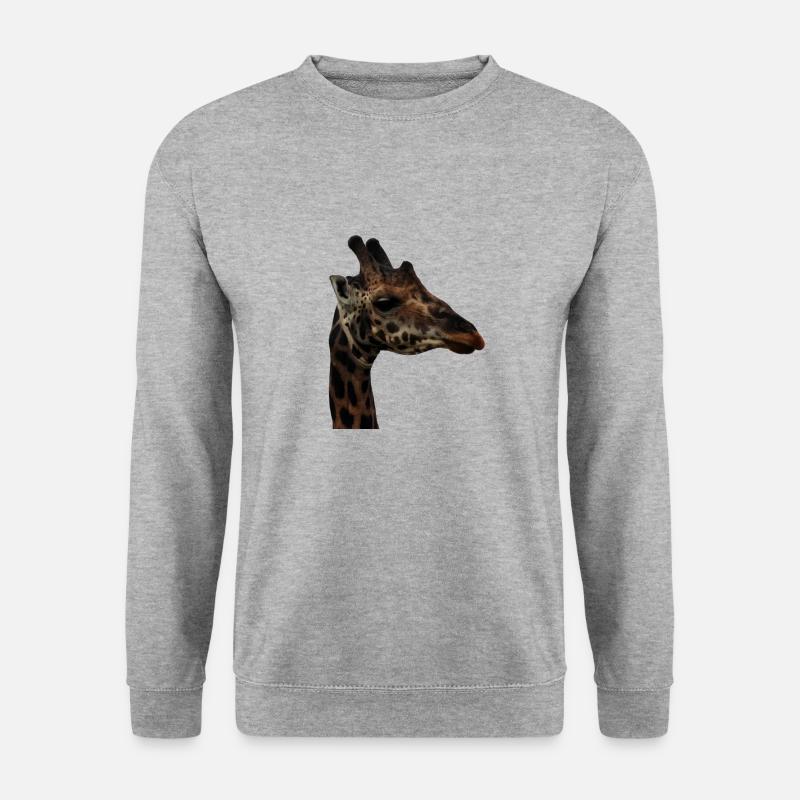Porträt einer Giraffe - Unisex Pullover - Weißgrau meliert