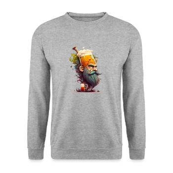 Cooles Kreatives Craft Bier Motiv - Unisex Pullover - Weißgrau meliert - Vorne - Alina (178cm) & Michal (187cm)