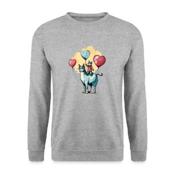 Katze Vater und Sohn - Unisex Pullover - Weißgrau meliert - Vorne - Alina (178cm) & Michal (187cm)