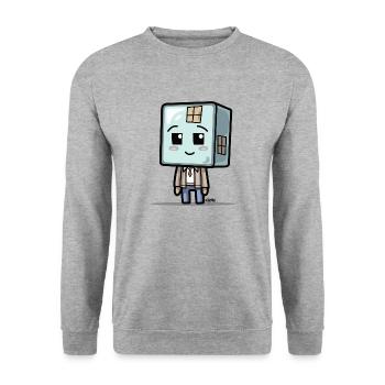 Cubeman - Unisex Pullover - Weißgrau meliert - Vorne - Alina (178cm) & Michal (187cm)