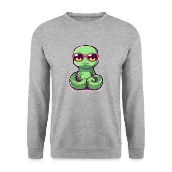 Sik the bespectacled snake - Unisex Sweatshirt - salt & pepper - Front - Alina (178cm) & Michal (187cm)