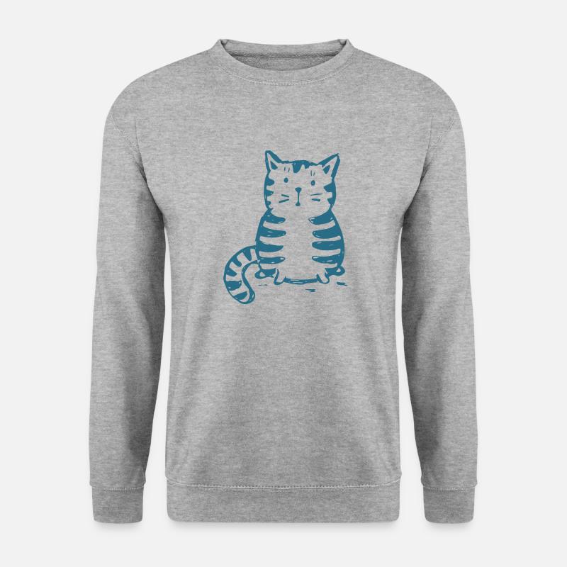Katze - Unisex Pullover - Weißgrau meliert