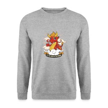 Nouvel An chinois Dragon Vietnam I Cadeau - Sweat-shirt Unisexe - gris chiné - Devant - Alina (178cm) & Michal (187cm)