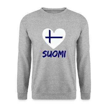finland suomi - Unisex Pullover - Weißgrau meliert - Vorne - Alina (178cm) & Michal (187cm)