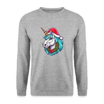 Unicorn for Christmas - Unisex Sweatshirt - salt & pepper - Front - Alina (178cm) & Michal (187cm)
