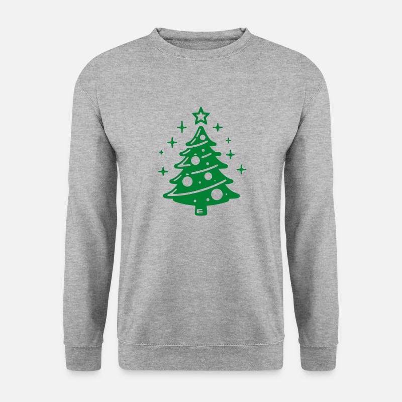 Weihnachtsbaum grün - Unisex Pullover - Weißgrau meliert