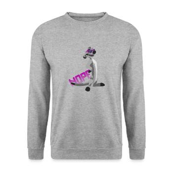 Erdmännchen NOPE - Unisex Pullover - Weißgrau meliert - Vorne - Alina (178cm) & Michal (187cm)