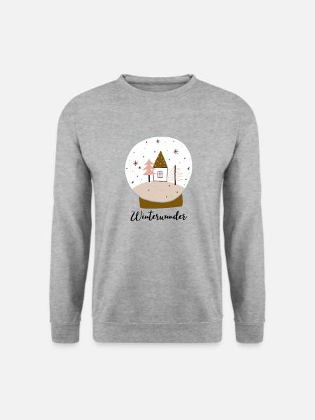 Weihnachtswunder Aufdruck Glaskugel - Unisex Pullover - Weißgrau meliert
