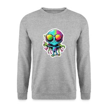 Alien / Außerirdisch / Ufo / Area 51 / All / Mars - Unisex Sweatshirt - salt & pepper - Front - Alina (178cm) & Michal (187cm)