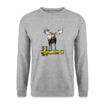 Schweden Schweden Elch bestes Tier Geweih Hirsch Hirsch - Unisex Pullover - Weißgrau meliert - Vorne - Alina (178cm) & Michal (187cm)